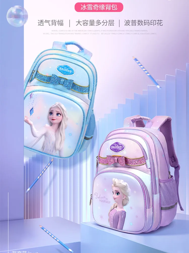 

Disney Frozen School Bags For Girls Elsa Anna 1-5 Primary Student Shoulder Orthopedic Backpack Large Capacity Kids Gifts Mochila