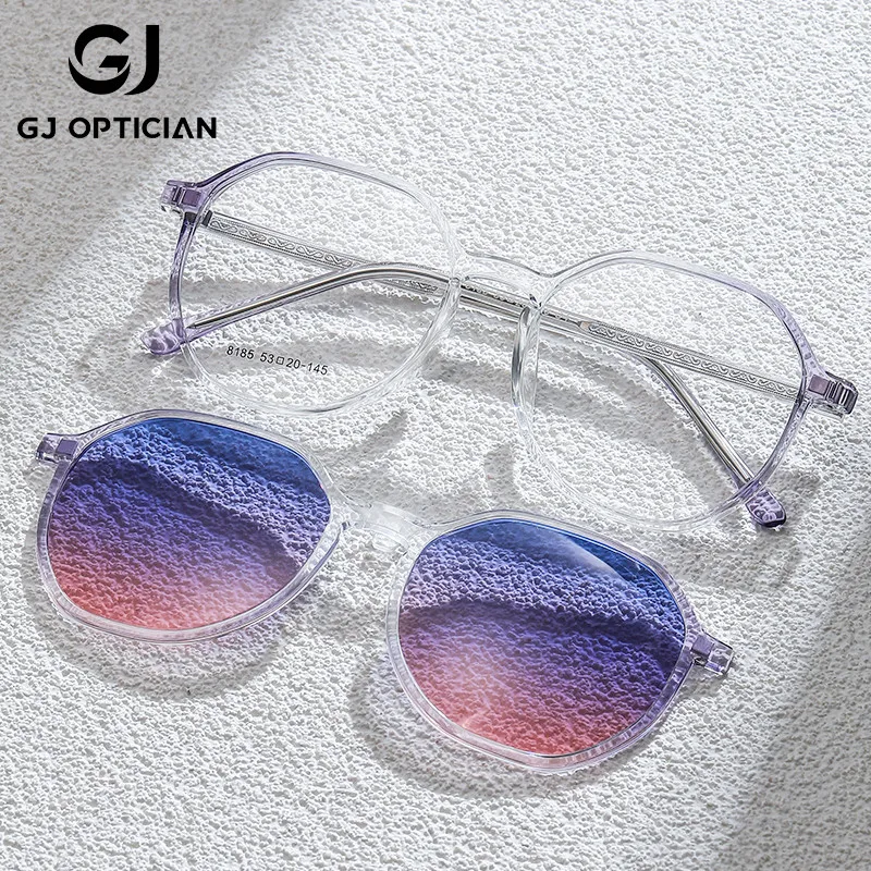 

GJ OPTICIAN Polygonal Magnetic Myopia Sunglasses Gradient Polarizing Clip Cover Anti Blue Light Reading Prescription GEyeglasses