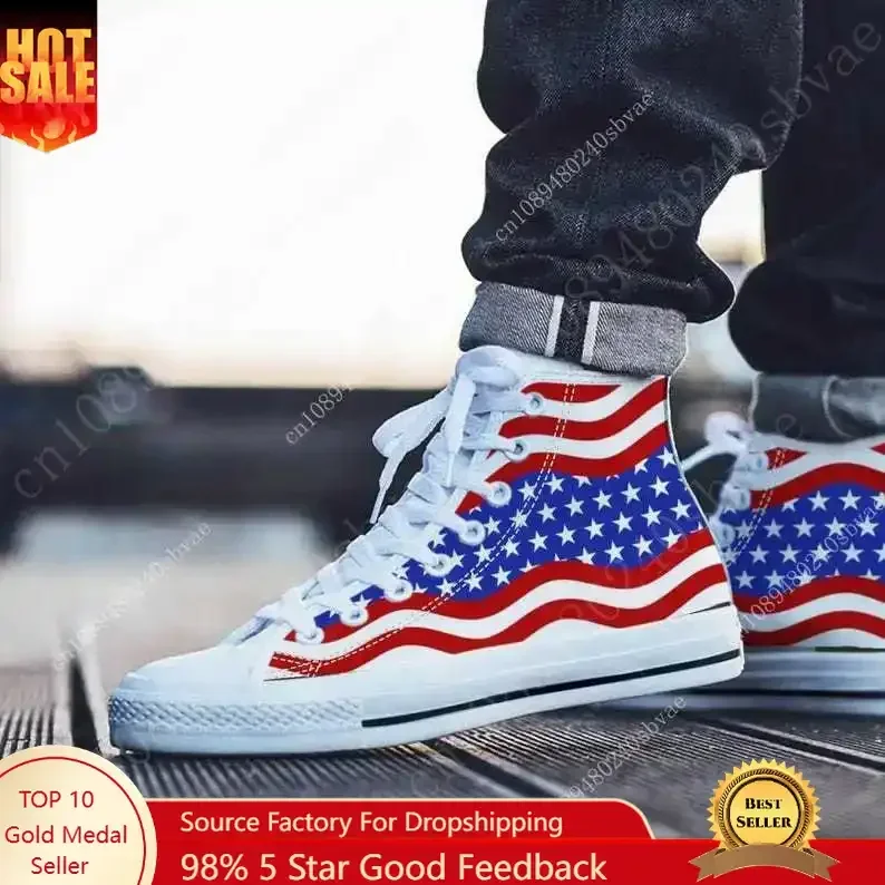 

USA High Top Shoes Mens Womens Teenager Sneakers Canvas High Quality Outdoor Daily Sneaker Custom Made Couple Shoe