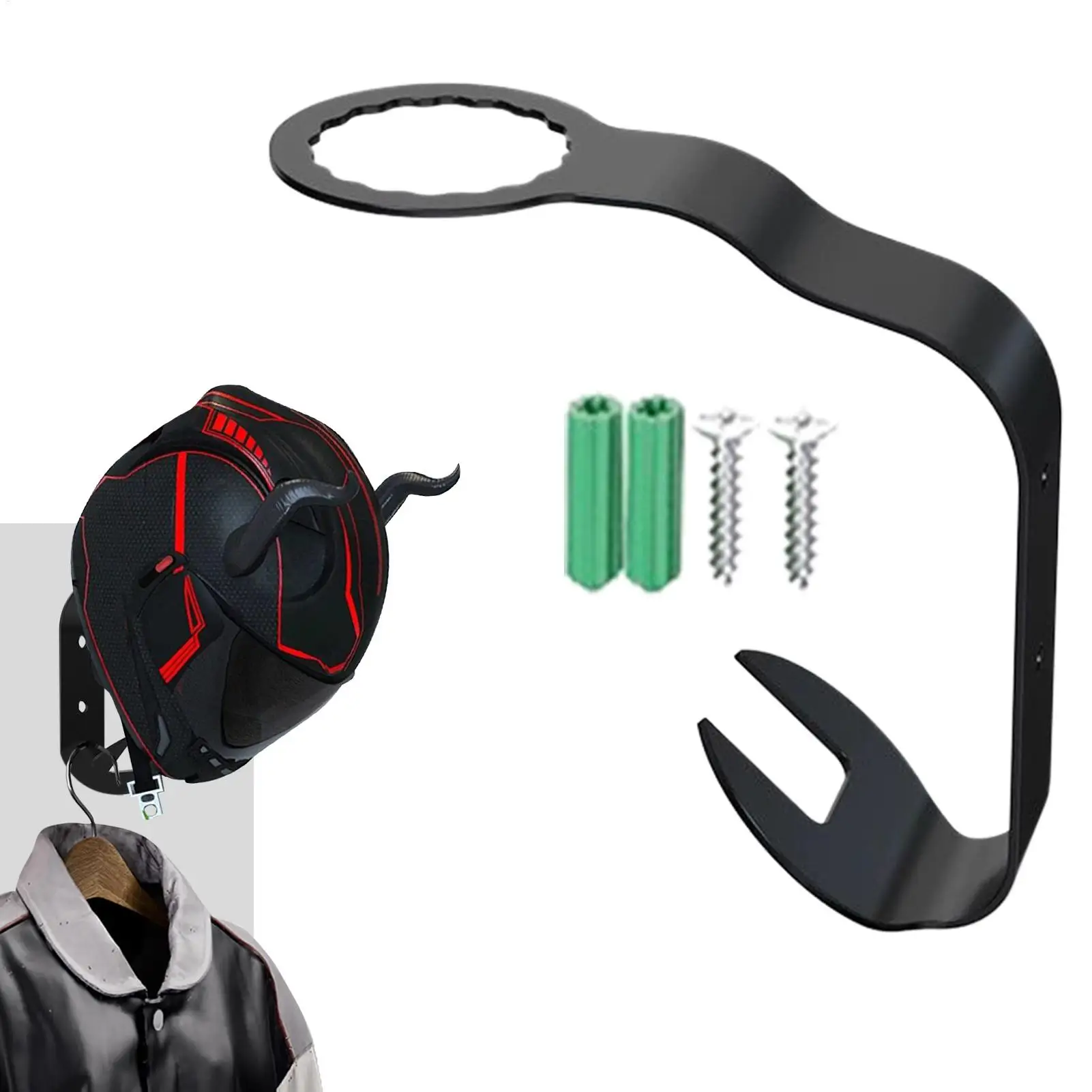 

Motorcycle Helmet Wall Mount Jersey Hat Hook Wall Mounted Helmet Storage Hook Helmet Display Hanger Stand for Home and Garage