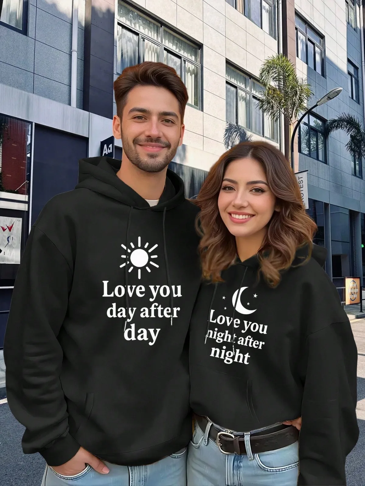1PC [Couple Style] Casual Fashion Love Messages Pattern Printed Matching Couple Comfortable Loose Valentine's Day Gift Hoodie