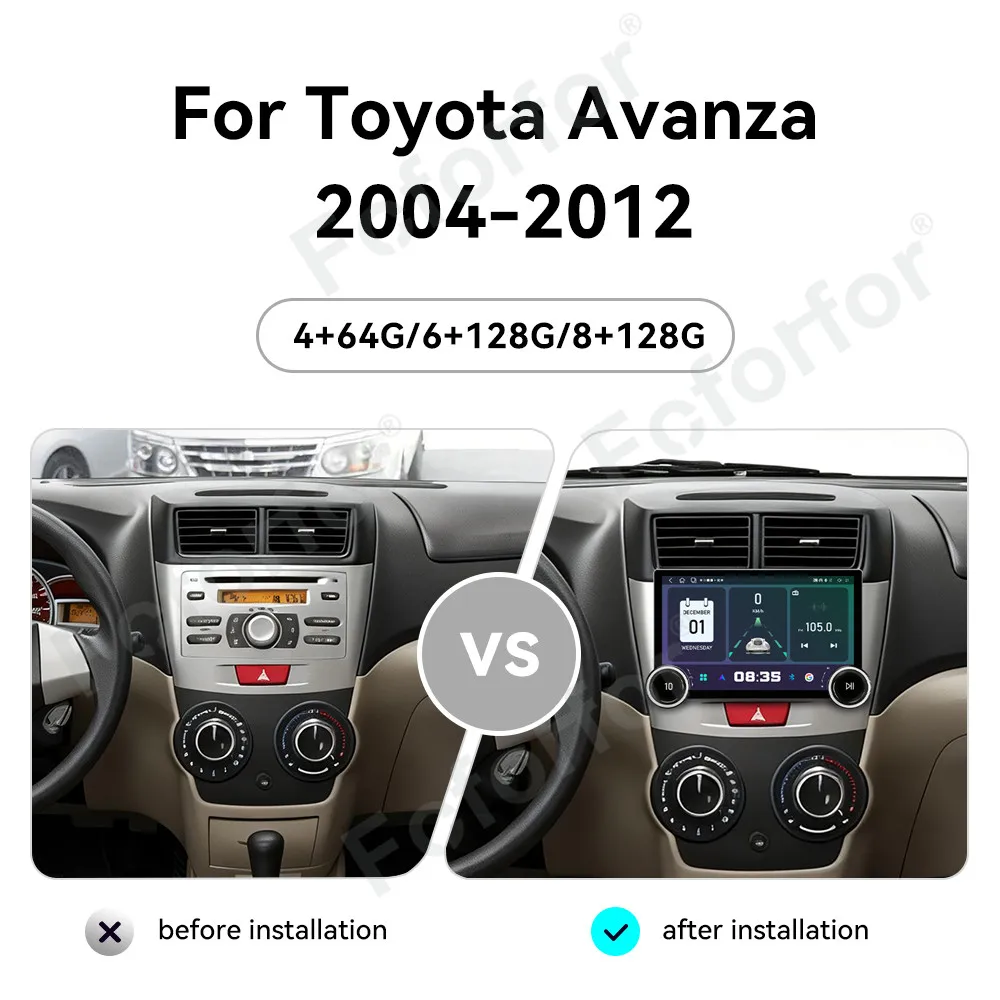 Reproductor Multimedia Avanzado para Auto con Android 15 para Toyota Avanza 2004-2012, Pantalla HD, CarPlay Inalámbrico, Navegación GPS de 11.5 Pulgadas y Radio