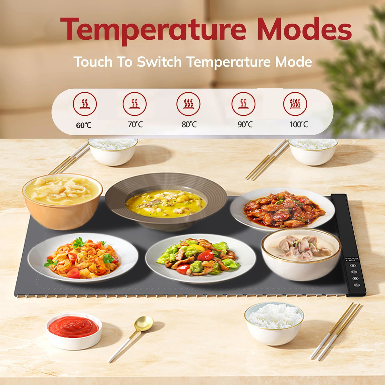 SIlicone food heating surface with Adjustable Temperature Flexible Fast Heating Portable Electric Warming Hot Plates Trays