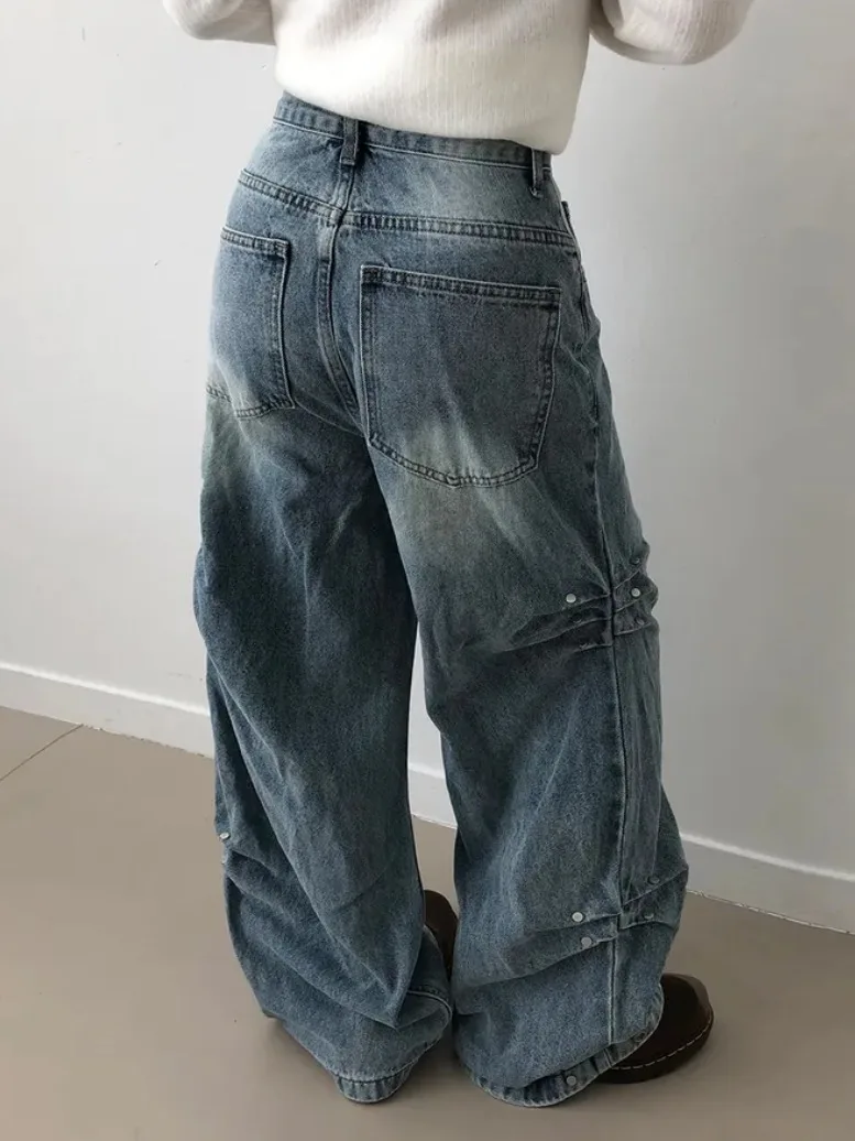 

High Waist Torn Denim Jeans Women's Spring New Loose Straight Leg Long Pants Vintage Style Fashionable Casual Straight Jeans