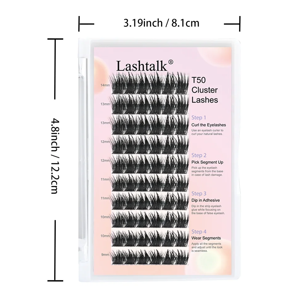 Lashtalk-Extensión de pestañas en racimo T50, 9-14mm, Nagaraku, segmento de cola de milano, volumen, Manga Natural, paquete suave, envío gratuito