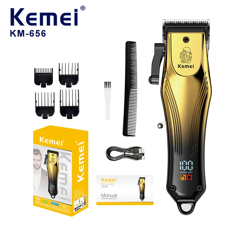 

Kemei 656 Electric Hair Clipper for Men Barber Machine Hair Cutting Kit Professional Cordless Beard Hair Trimmer Adjustable Comb