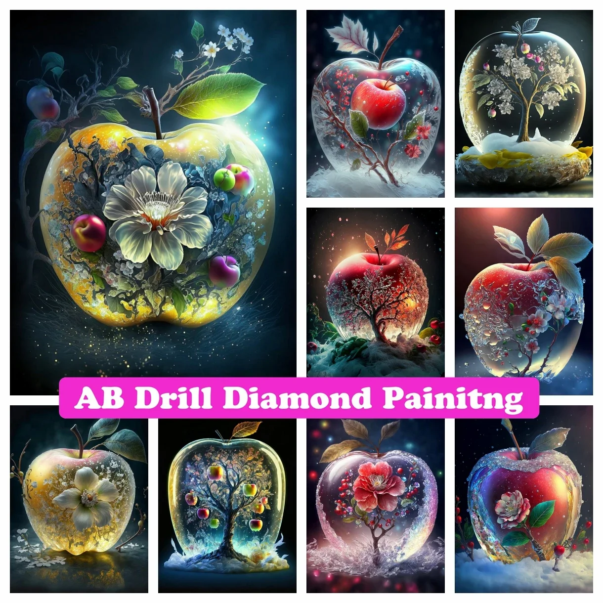 

Apple Blossom 5D DIY AB Drill Diamond Painting Mosaic Embroidery Tree Flower Landscape Cross Stitch Handmade Crafts Home Decor