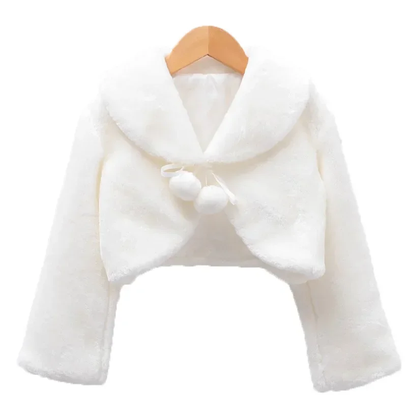 

Kid Girls Princess Thicken Plush Jacket Crop Wraps Shawl Flower Girls Long Sleeves Bolero Warm Cape Wedding Birthday Party Coat