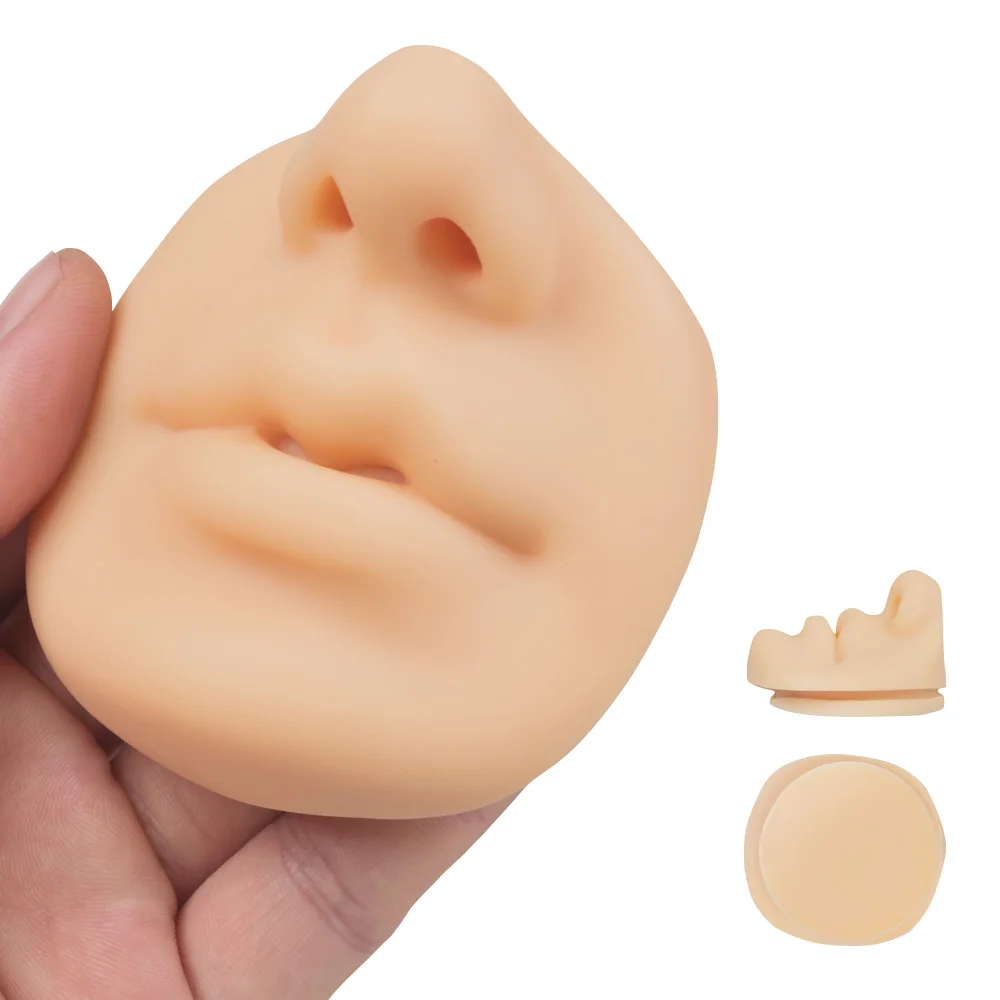 1pcs 3D Smile Silicone Face Model Tattoo Practice Simulation Soft Nose Mouth Piercing Jewelry Makeup Tools