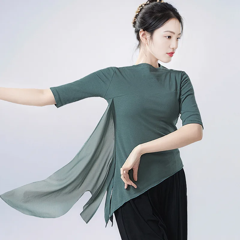 ที่กําหนดเองผู้หญิงผู้ใหญ่คลาสสิกแจ๊สโมเดิร์นเต้นรําเครื่องแต่งกายแฟชั่นสวมใส่ตาข่าย Splicing TOP Body ชุดฝึกซ้อม