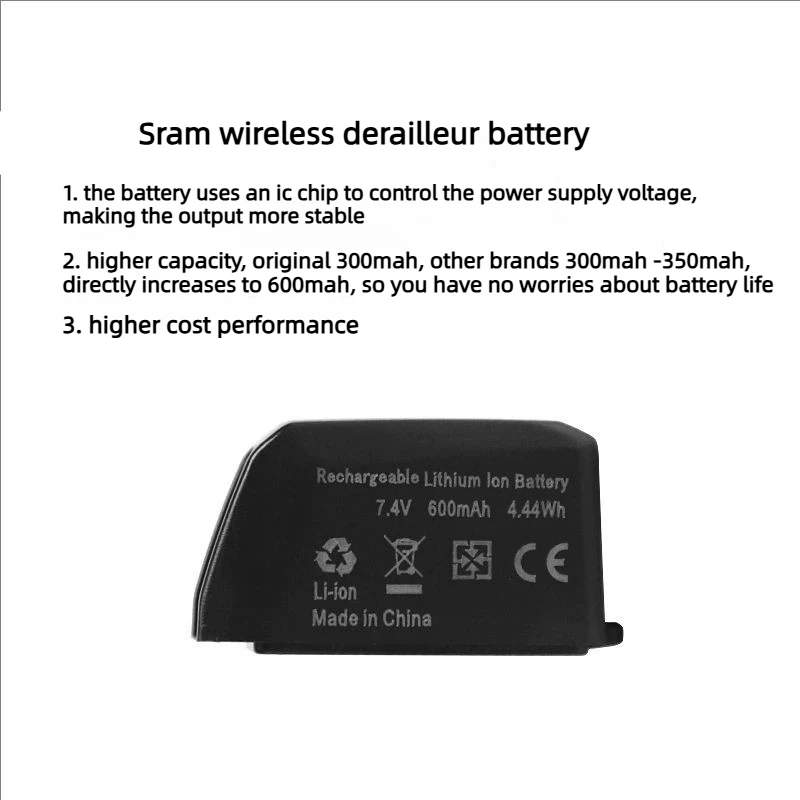 Large Capacity 7.4V 600mAh 4.44Wh Battery for SRAM ETap Reverb RED FORCE XX1 X01 AXS Wireless Electronic Variable Speed Battery