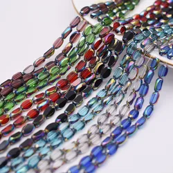 Renk 4x7mm 50 adet/grup Briolette Oval cam boncuk kaplama renk kristal cam gevşek Spacer boncuk boncuk takı yapımı için DIY