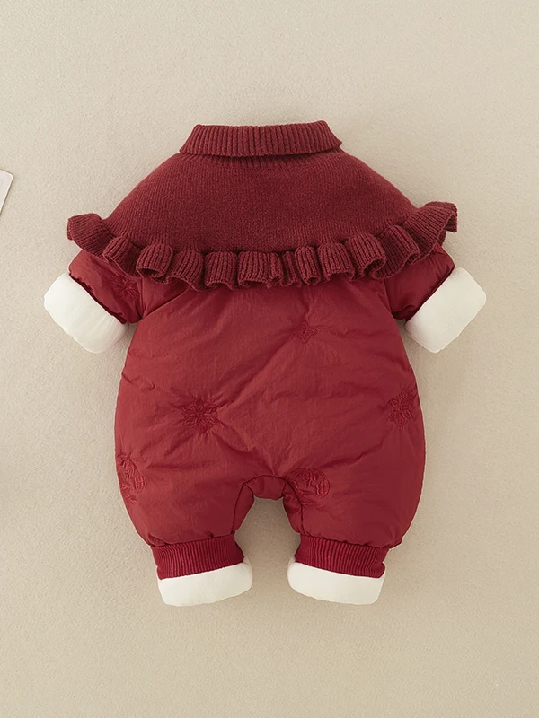 Thiened algodão bebê rer roupas de ano novo vermelho inverno roupa macacão do bebê cintura alta calças compridas fibra poliéster