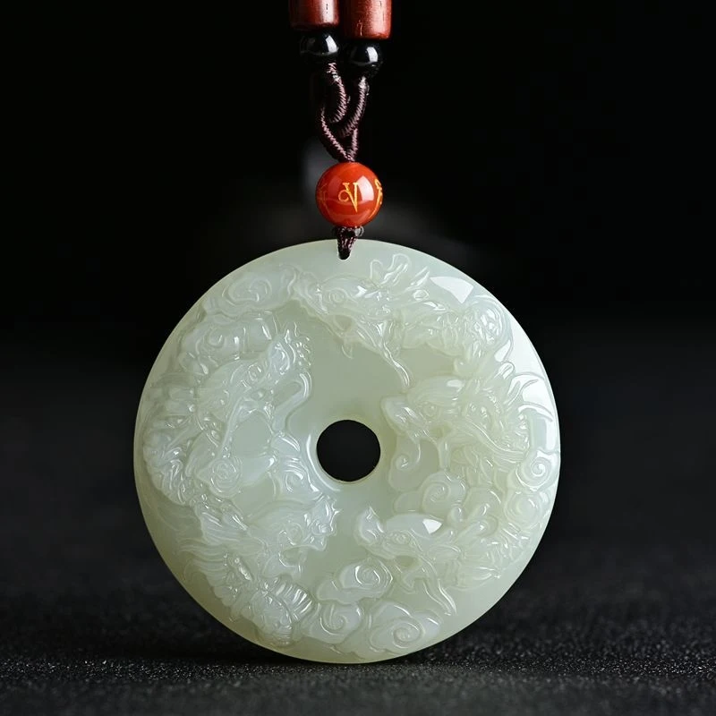 

Hotan and Peace, Unisex Traveling World Jade Pendant Sweater Chain