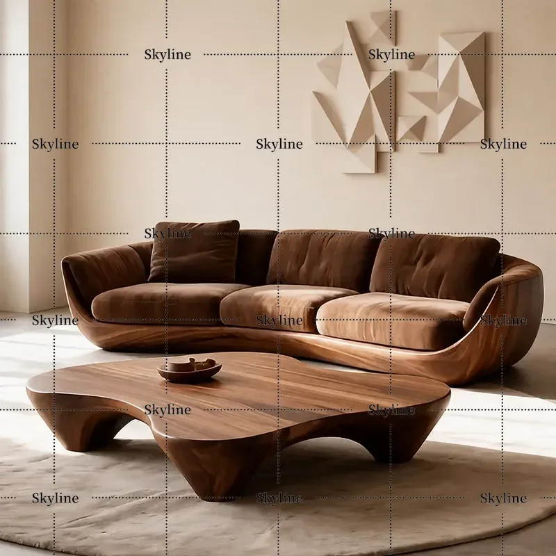 Black Walnut Solid Wood Straight Sofa, New Chinese Retro Mortise-Tenon Customizable