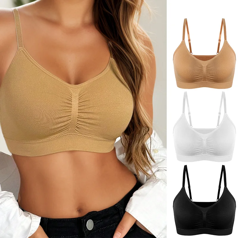 3PCS Women Wire Free Brassiere Bra Breathable Bralette Comfortable Sleep Bra Running Fitness Top High Quality Sport Top