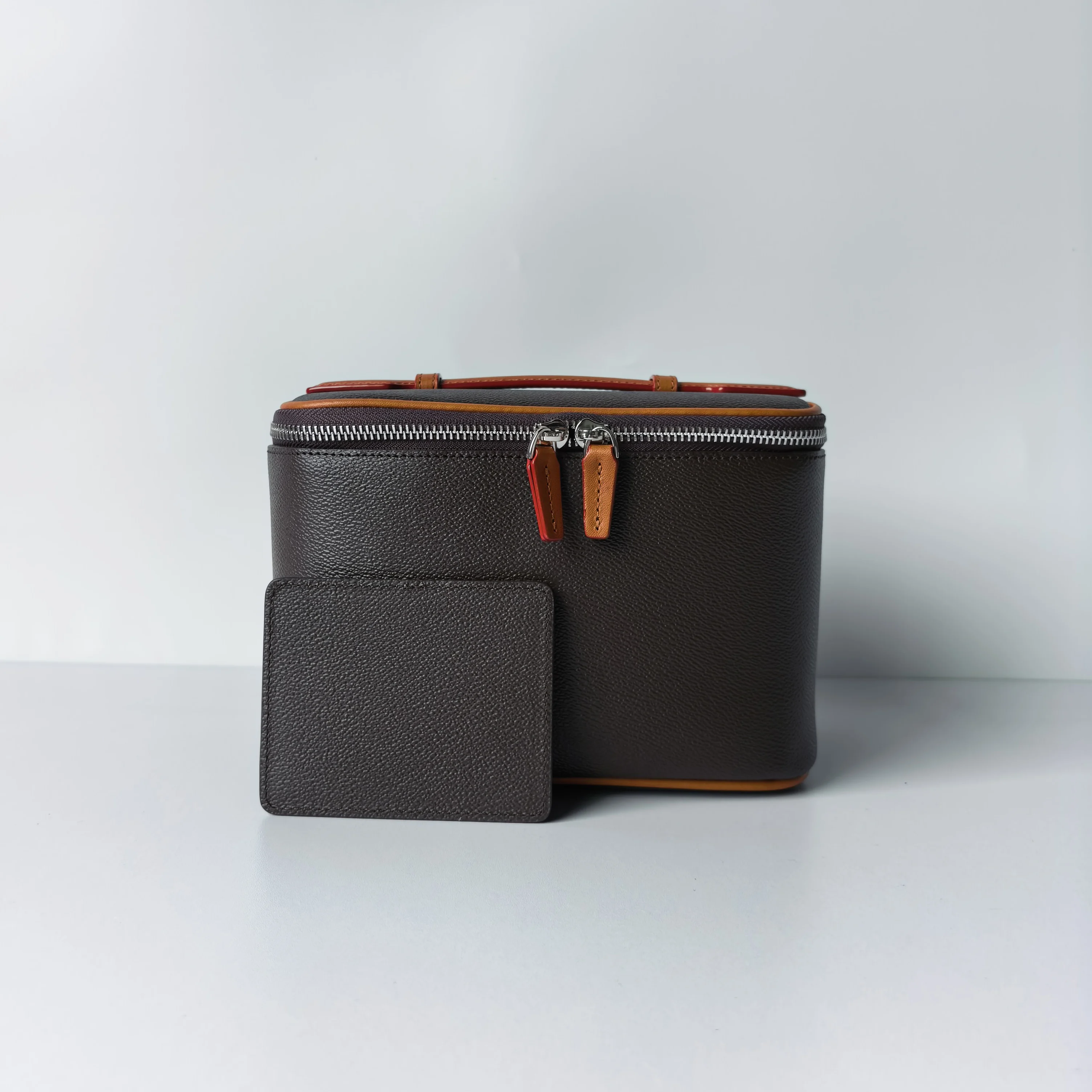 Neue Canvas-beschichtete Wasserdichte Kosmetiktasche mit Echtem Leder-Handschlaufe Unisex Hochwertige Aufbewahrungstasche – Detail 8