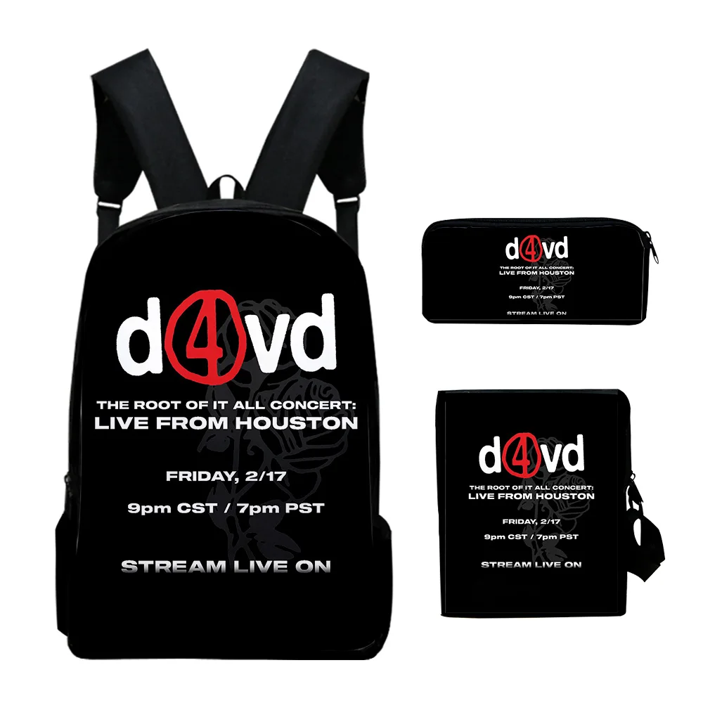Trendy Popular Young Singer D4vd 3D Print 3pcs/Set pupil School Bags Laptop Daypack Backpack Inclined shoulder bag Pencil Case