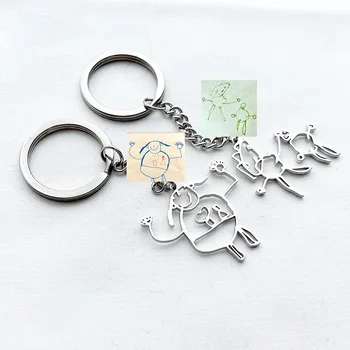 사용자 정의 드로잉 키 체인 Customed 손으로 그린 ​​키 체인 어린이를위한 맞춤형 로고 키 체인 Diy Keyring 스테인레스 스틸 쥬얼리