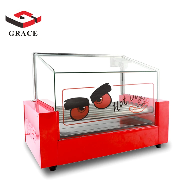 Hot Dog Commercial 7 Rollers Snack Equipment Red Electric Automatic Hot Dog Making Machine