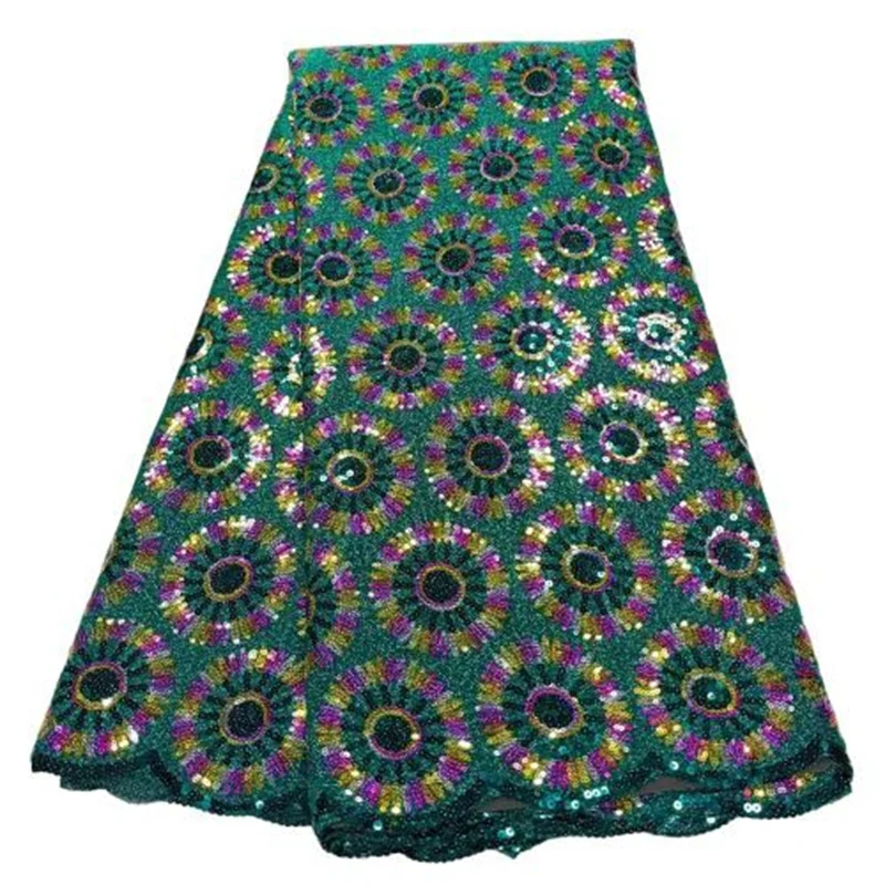 

Nigerian Lace Fabric 2022 High Quality Embroidery African Green Sequins Tulle Latest France Guipure Net 5Yard For Sewing Clothes