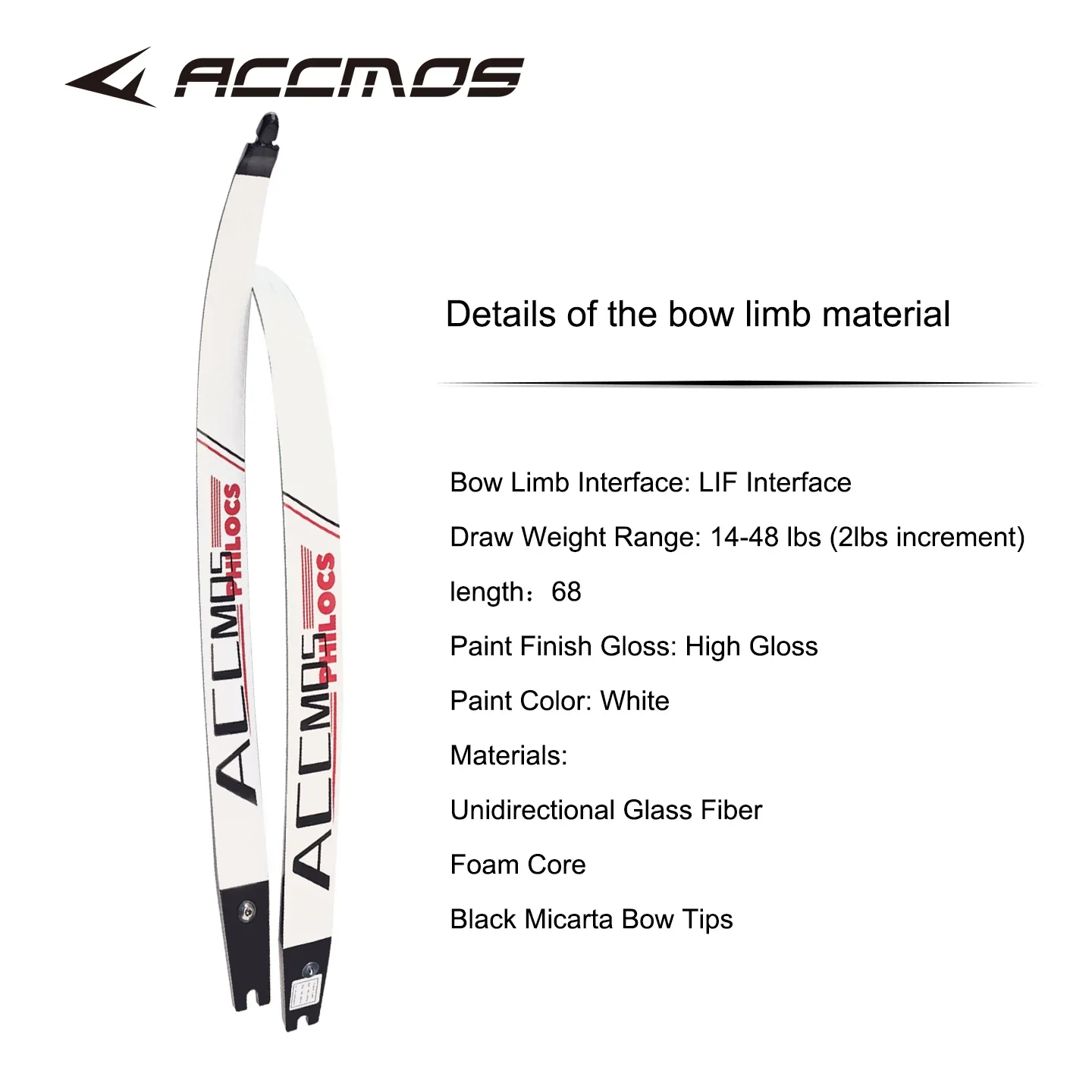 ACCMOS X9 Bow Limbs High Quality 66/68/70 Inch 14-46 Lbs ILF Interface Universal Archery Equipment for Hunting Shooting Training