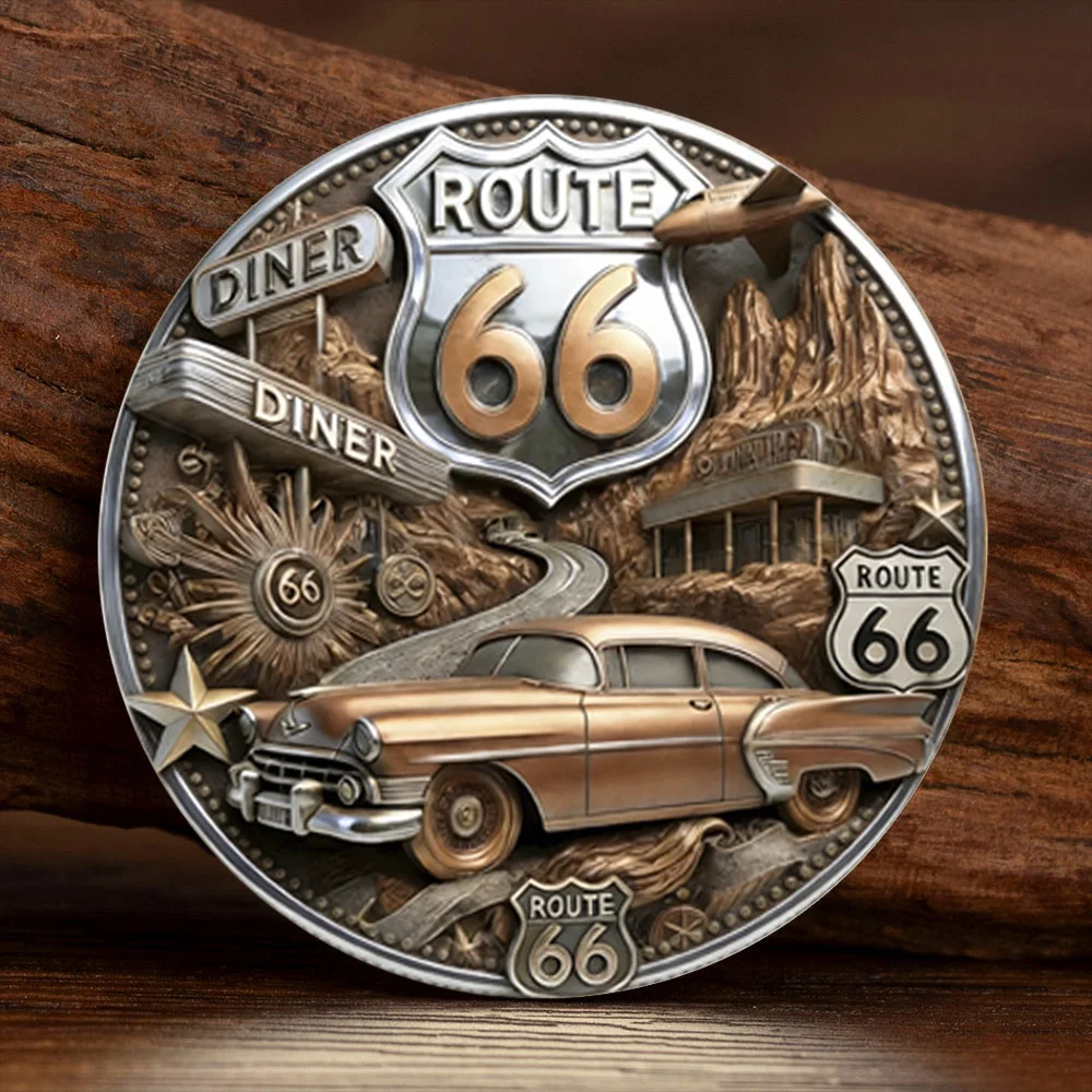 100th Anniversary Silvery Plated Souvenir Coin - Collection Coin of U.S. Diner Route 66