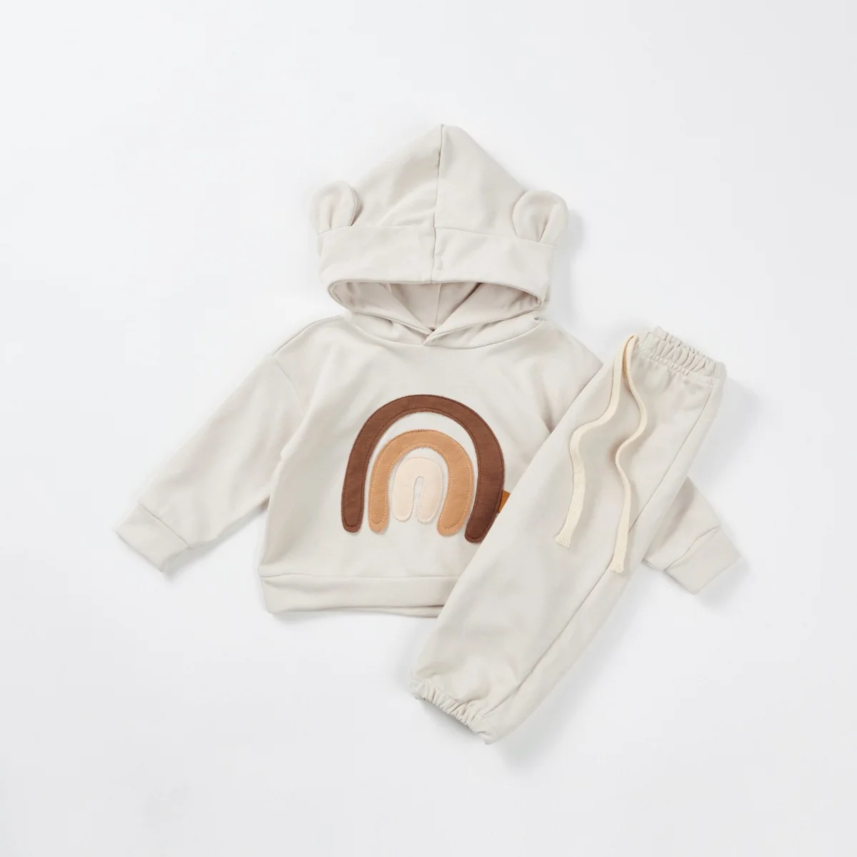 Soft Cotton Baby's Sets Wiht Ear Toddler Long Sleeved Cute Hooded Sweatshirt  Long Pants Two-piece Set Baby Girl Outfit Set