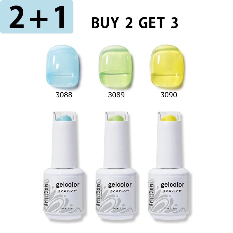 

Arte Clavo 15ml Translucent Nail Gel Polish 3pcs/Set Semi Permanant UV Gel Varnish Soak Off Gel Nail Polish LED Nails Art Polish