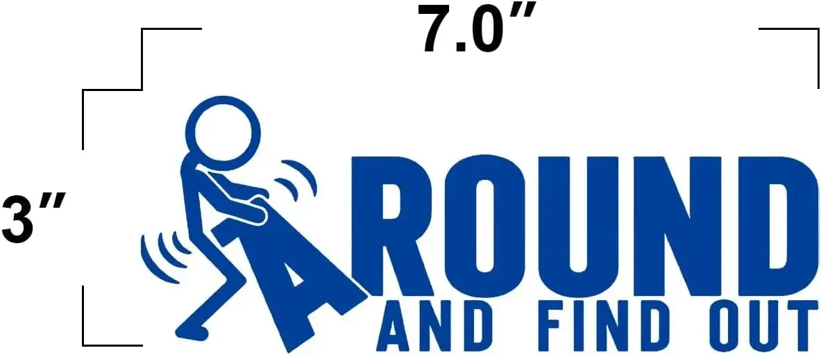 

3Pcs "Round and Find Out" Funny JDM Sticker, Humorous Stick Figure Graphic Vinyl Decal for Car Bumper Window Truck Laptop Decor