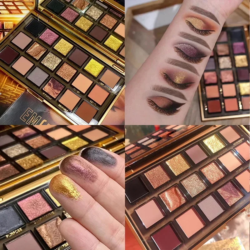 HUDA Beauty 18-Color Eyeshadow Palette Empowered Reverse Rose Pearlescent Rose Gold Finish for Smokey Eye Makeup