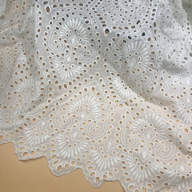 3/5/10yard Allover Off White Broderie Anglaise Embroidery Eyelet Cotton Lace Fabric for Wedding Dress By the Yard