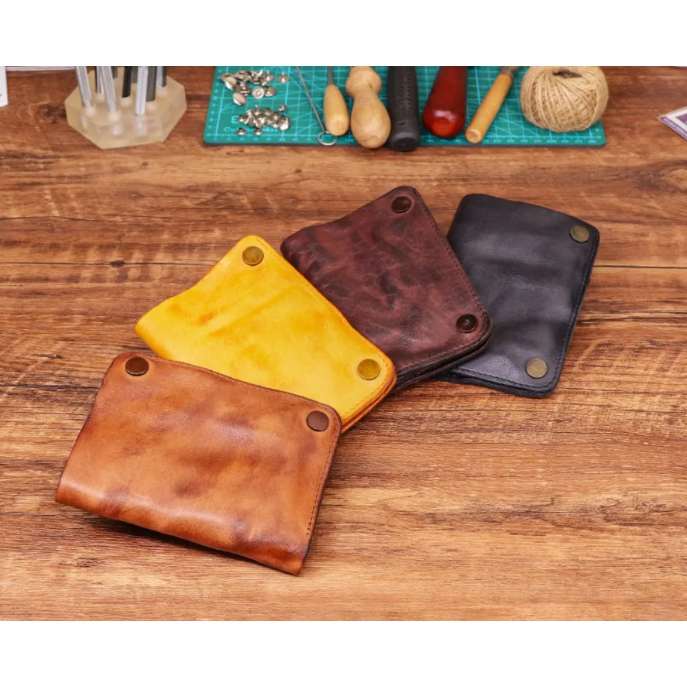 

Real leather short soft leather wallet simple multi-functional hand-made old multi-card men's wallet