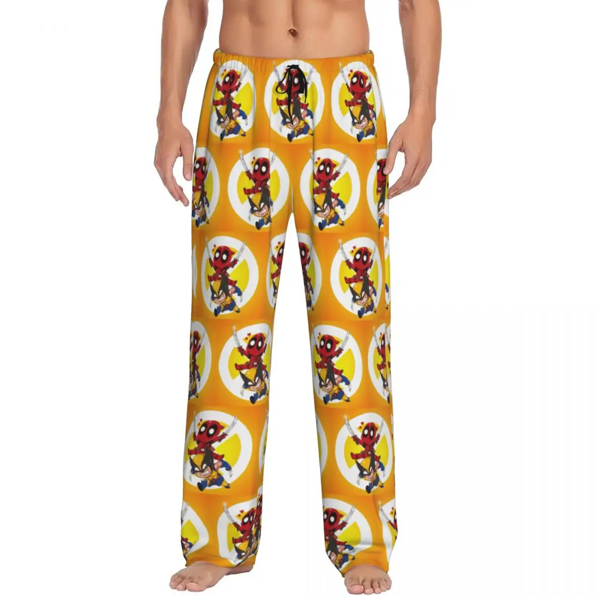 Custom Deadpool And Wolverine Movie Pajama Pants Sleepwear Men Elastic Waistband Animation Sleep Lounge Bottoms with Pockets