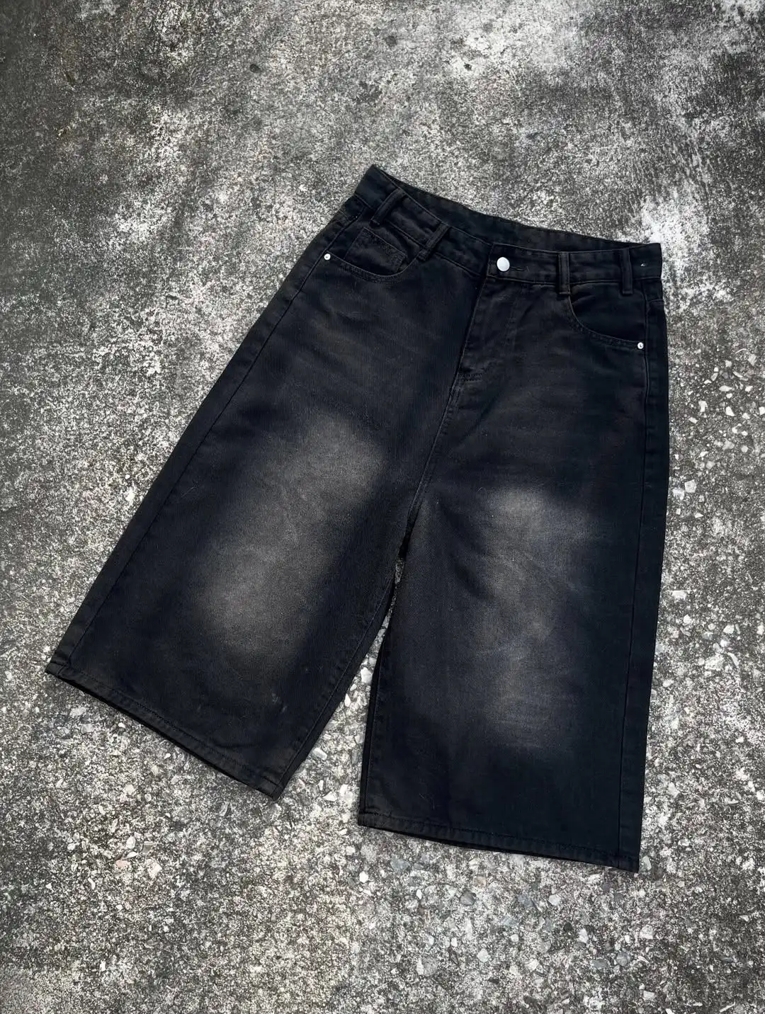 Y2Kニューダラゴン柄デニムショートパンツ ヴィンテージジーンズ メンズ レディース ストリート ヒップホップ ファッション 原宿 パンク ルーズ ハイウエスト ワイドレッグパンツ