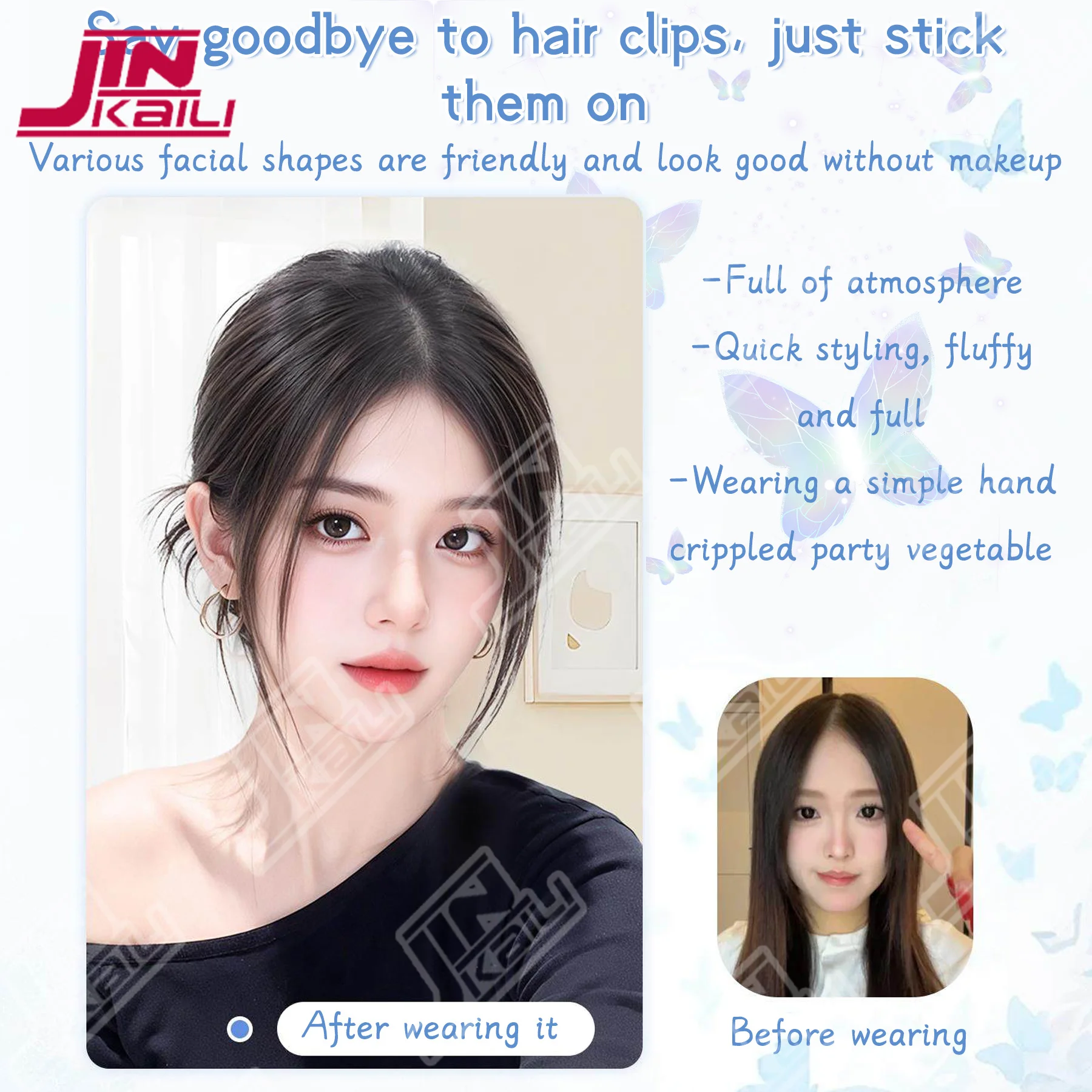 JKL No Clips Hair Toppers Synthetic Seam Sticker Wig Toppers Hairpieces for Women with Thinning Hair Covering White Hair Easy
