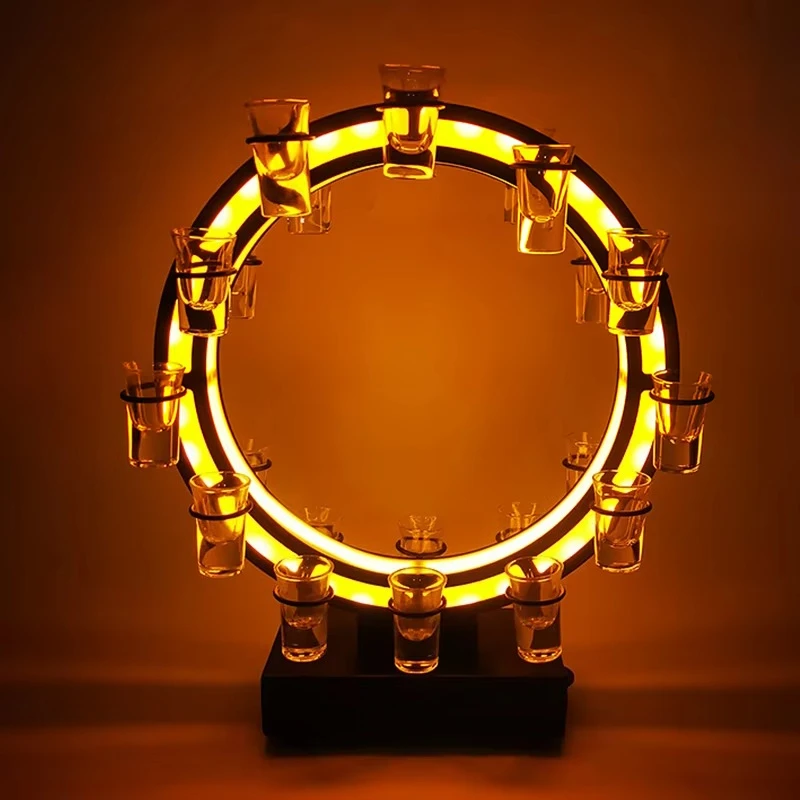 Rechargeable LED Cup Holder for Nightclubs Cocktail Shot Glass Display Stand Beer Bottle Presenter for Advertising