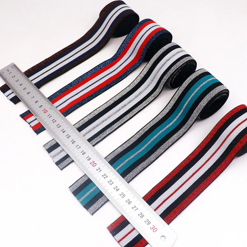 4cm Striped Elastic Bands 40mm Nylon Colorful Elastic Band Webbing Waistband Stretchy Tape Clothing Accessories 1meter