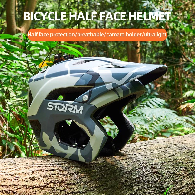 Mtb Men's Cycling Helmets Half Face Ultralight Bicycle Helmet without Taillight Camera Holder Mountain Bike Off-road Breathable