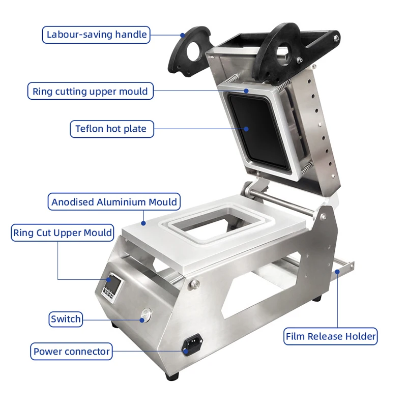 Cheap Price Desktop Manual Ring Cut Sealer Sandwich Meat Colour Film Tray Heat Plastic Packaging Sealing Machine