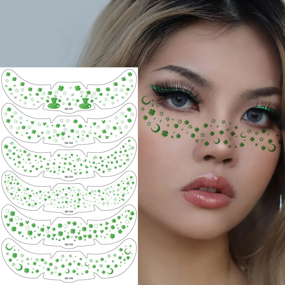 

Набор из 6 наклеек-тату для лица с имитацией веснушек ко Дню Святого Патрика для женщин, для макияжа лица, фестивалей, вечеринок, боди-арта
