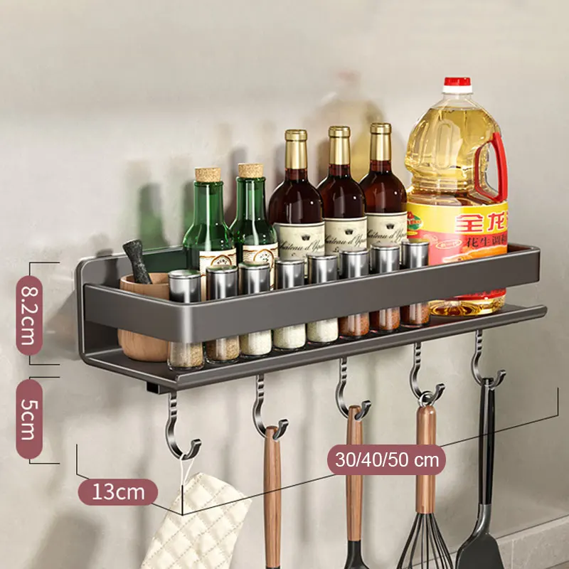 Imagem -05 - Wall-montado Spice Rack Organizer Prateleira de Armazenamento Despensa Prateleiras Pretas Cozinha Essentials Organização Doméstica