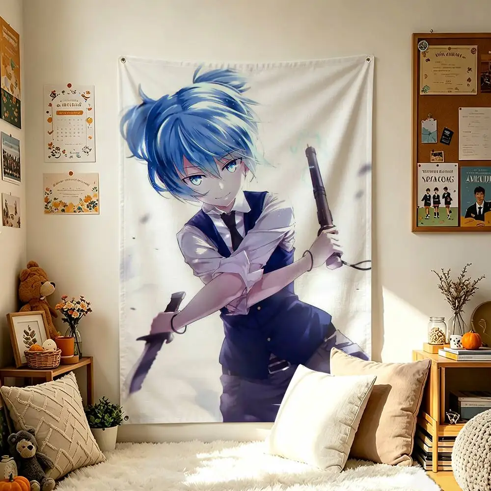 N-Nagisa Shiota A-Assassination C-Classroom Home Decor Vertical Flag Indoor Hanging Decor for Bedroom Background Tapestry Wall