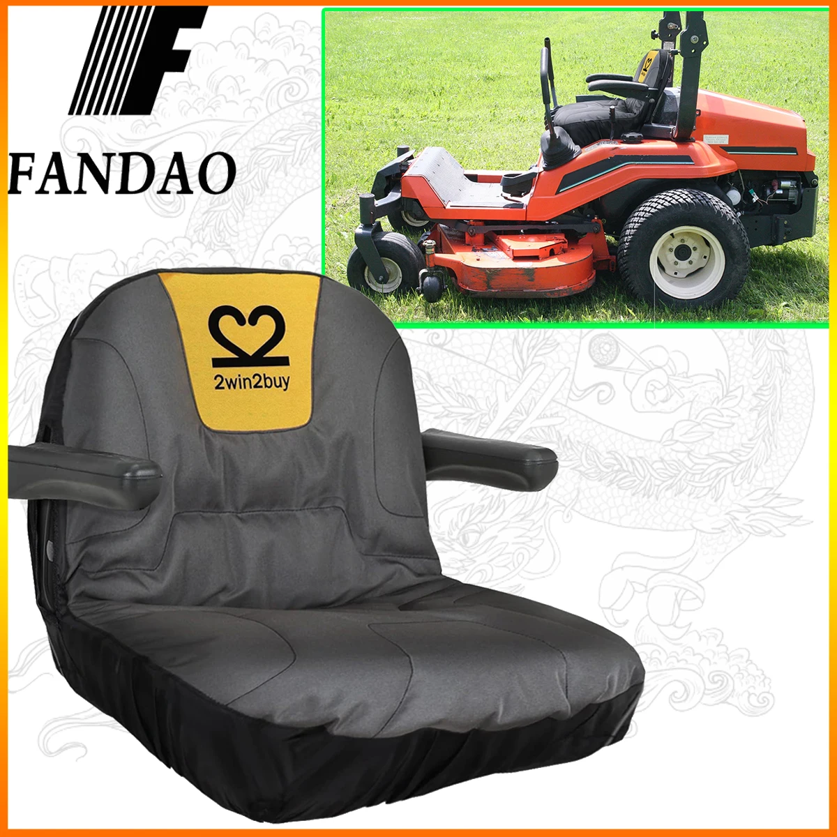 Riding Lawn Mower Seat Cover Heavy Duty 600D Polyester Oxford Tractor Seat Cover for Craftsman Cadet Kubota Lawn Mower Tractor