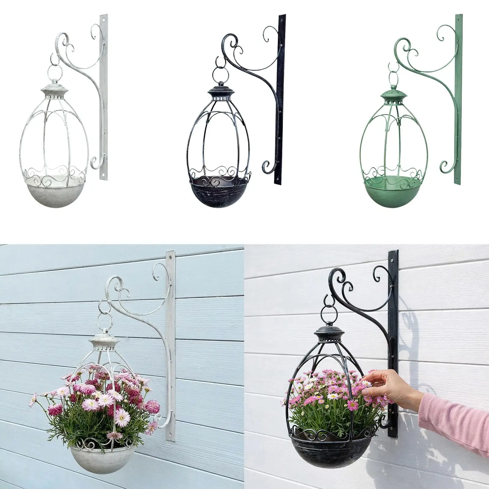 Retro Hanging Iron Flower Pot Planter Ornamental Wall Basket for Balcony Garden Decorative Container House Gift