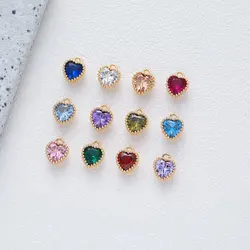 2Pcs 6*8mm Mini Heart Love Zircon Pendant Bracelet Charms for Jewelry Making Necklace Findings DIY 14k Gold Plated Accessories