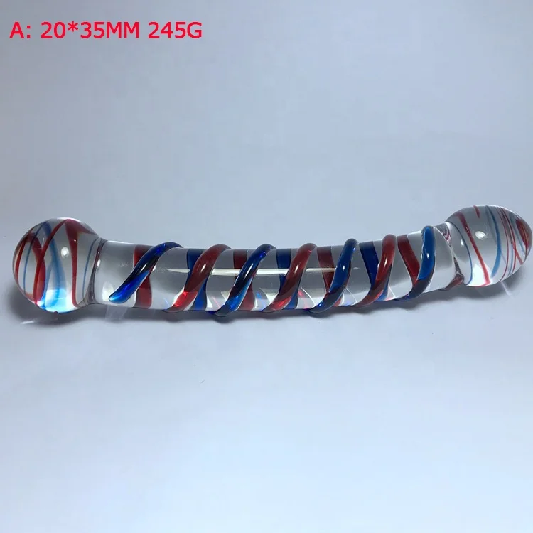 Crystal Glass Dildo Dual Ended Clitoris G-Spot Spiral Glass Massager Fetish Black Blue Colorful Crystal Anal Butt Plug Sex Toys