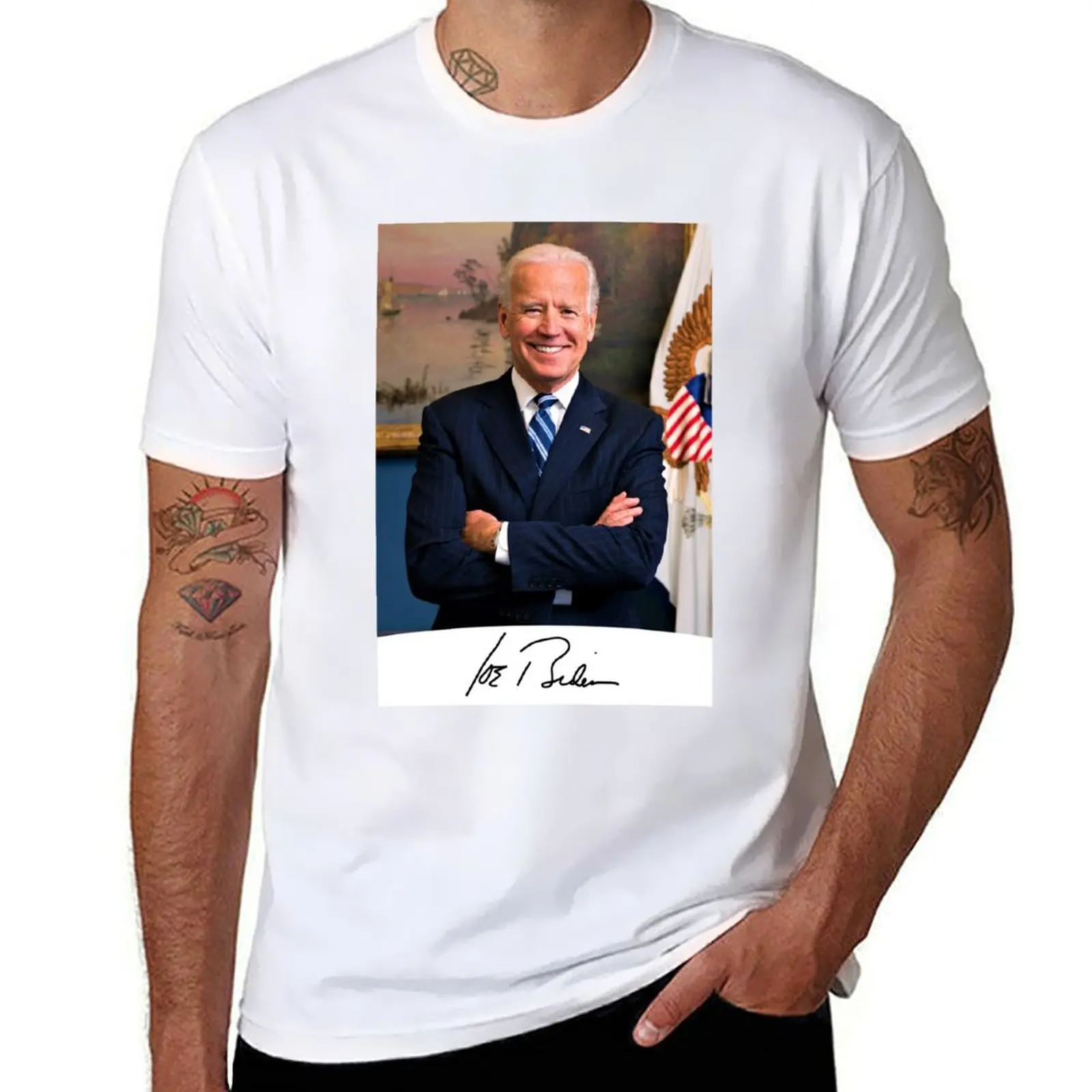 

for t man T-Shirt Signature black cotton t-shirt Joe for Portrait man cotton plain percent 100 shirt Biden package