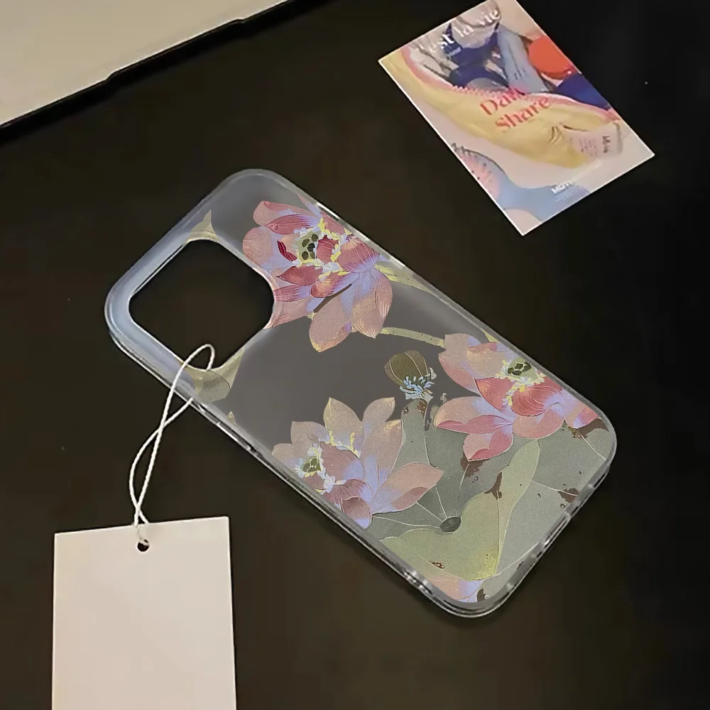 Flowers Phone Case For iPhone 16 Pro Max Case iPhone 15 13 11 12 14 Pro Max 13 Mini 16 15 Plus Translucent Slim Silky Skin Cover