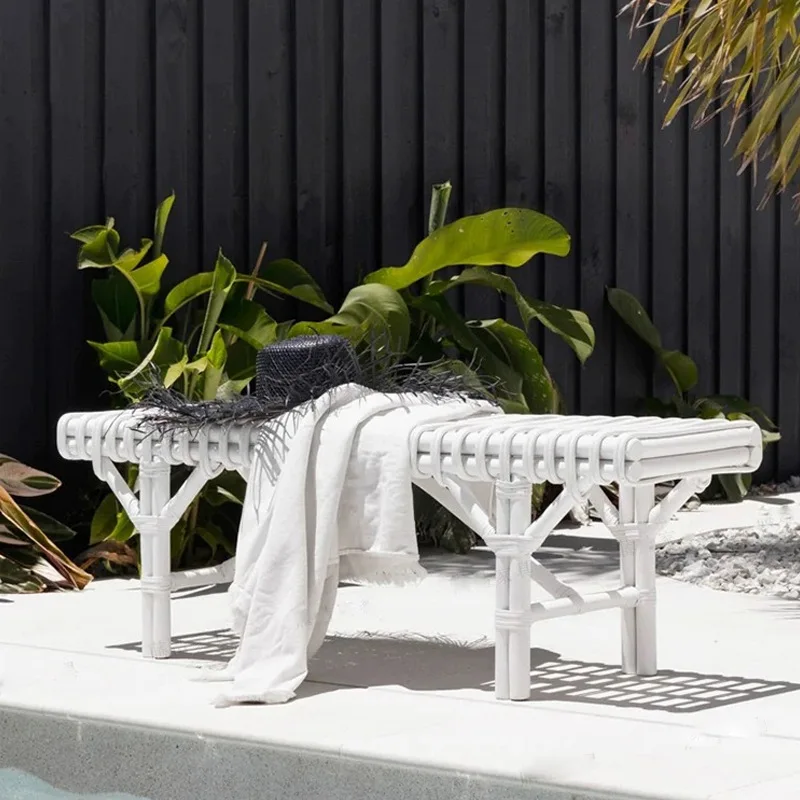 Rattan bedroom handmade bench